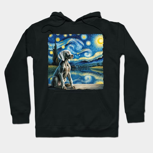 Starry Weimaraner Dog Portrait - Pet Portrait Hoodie by starry_night